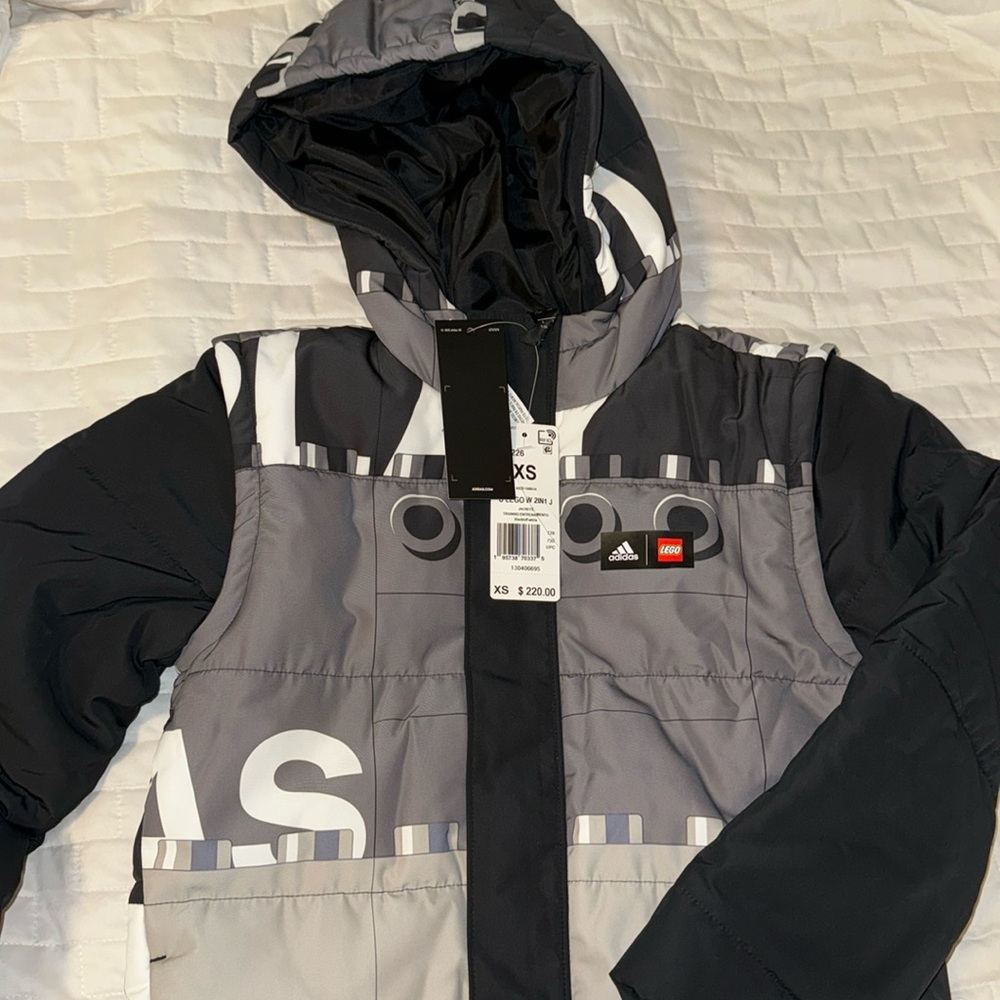 LEGO Boy's Adidas Lego 2 in 1 Padded Jacket / Vest Size XS Gray/Black